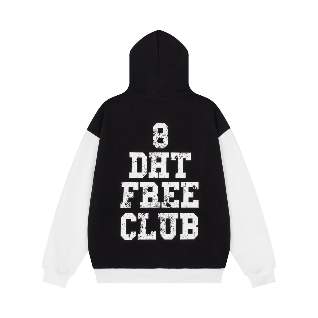 Cracked letter printed hooded sweatshirt