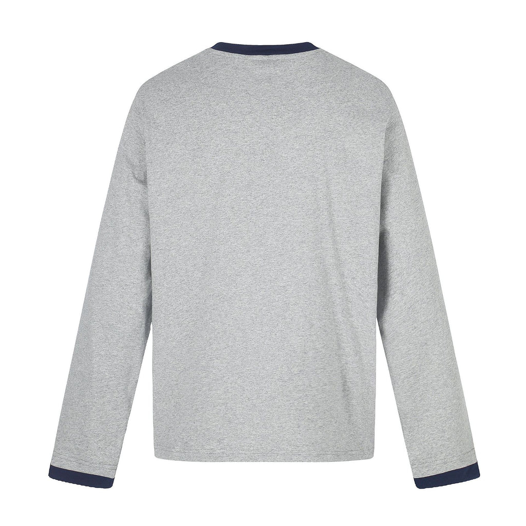 Distressed Printed Color-block Crewneck Long Sleeve T-Shirt