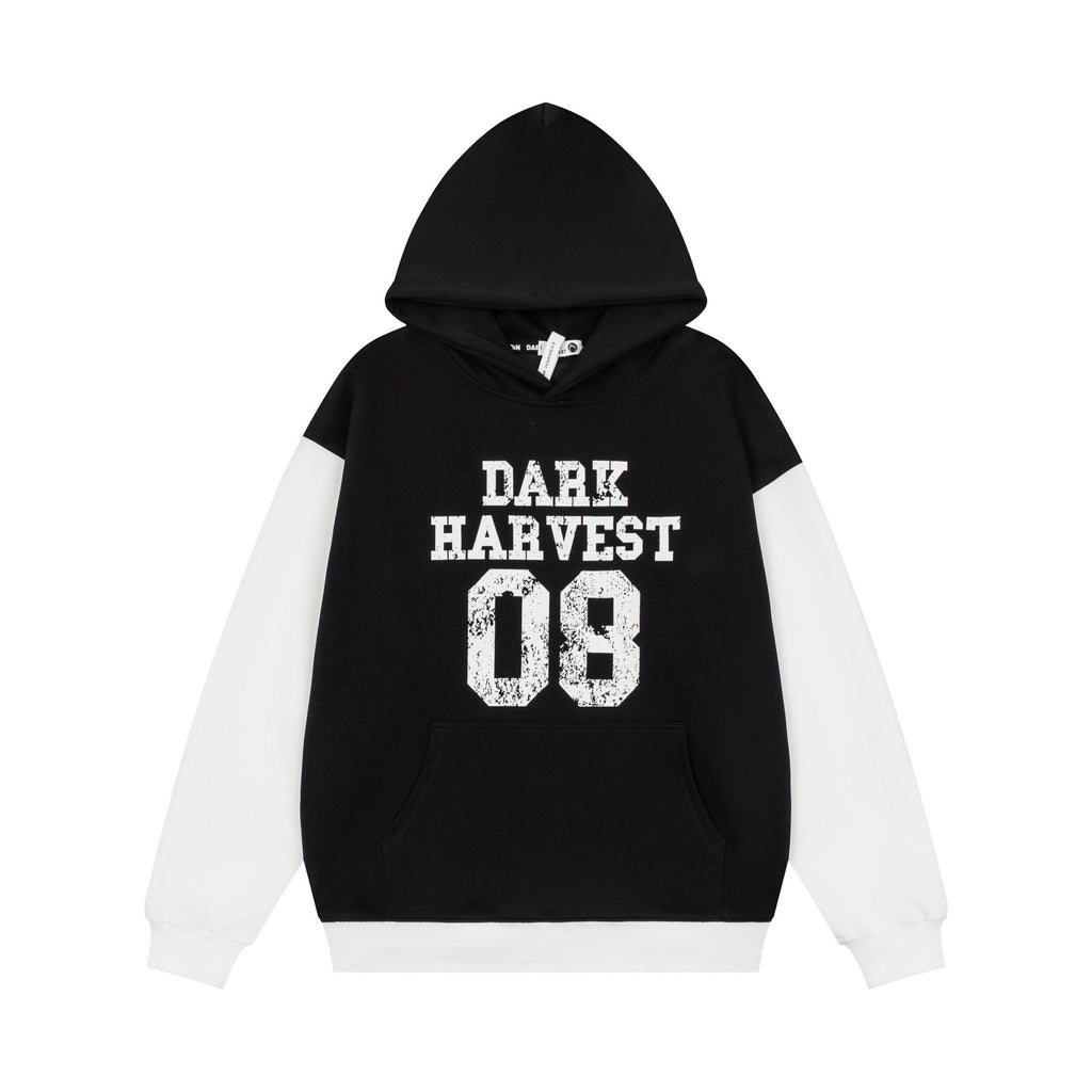Cracked letter printed hooded sweatshirt