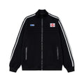 Crimson embroidery logo woven belt stand collar jacket