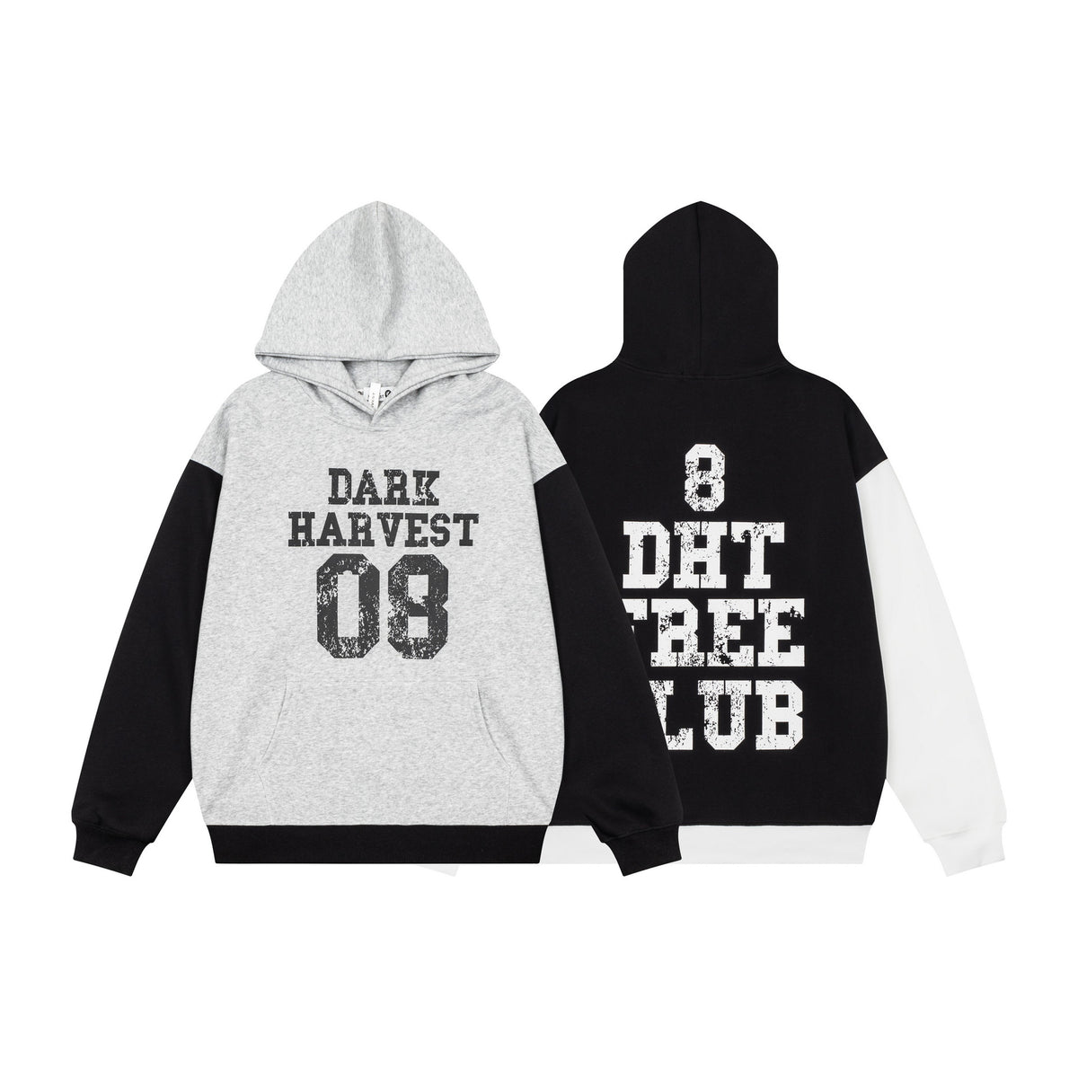 Cracked letter printed hooded sweatshirt