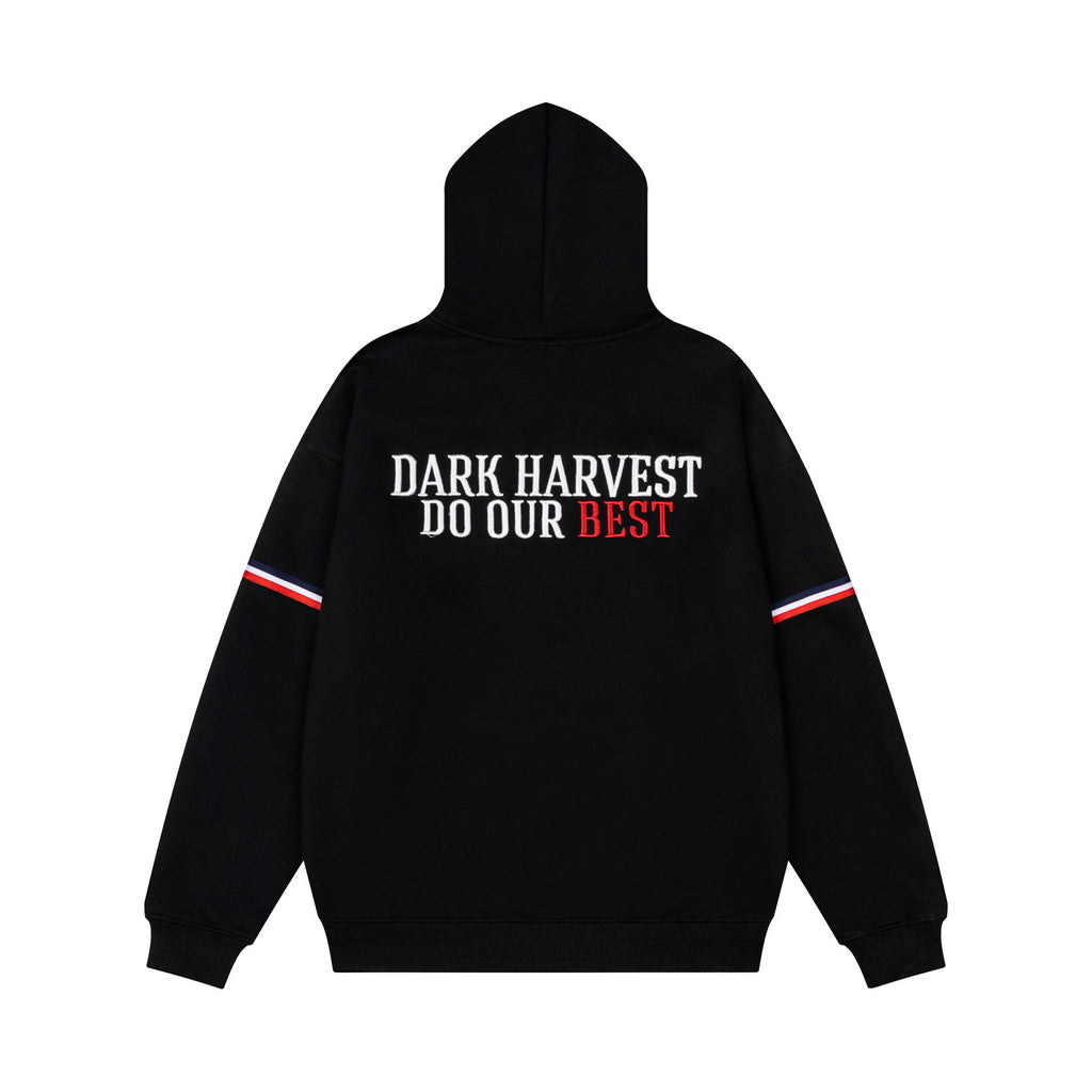 Double letter woven hooded sweatshirt