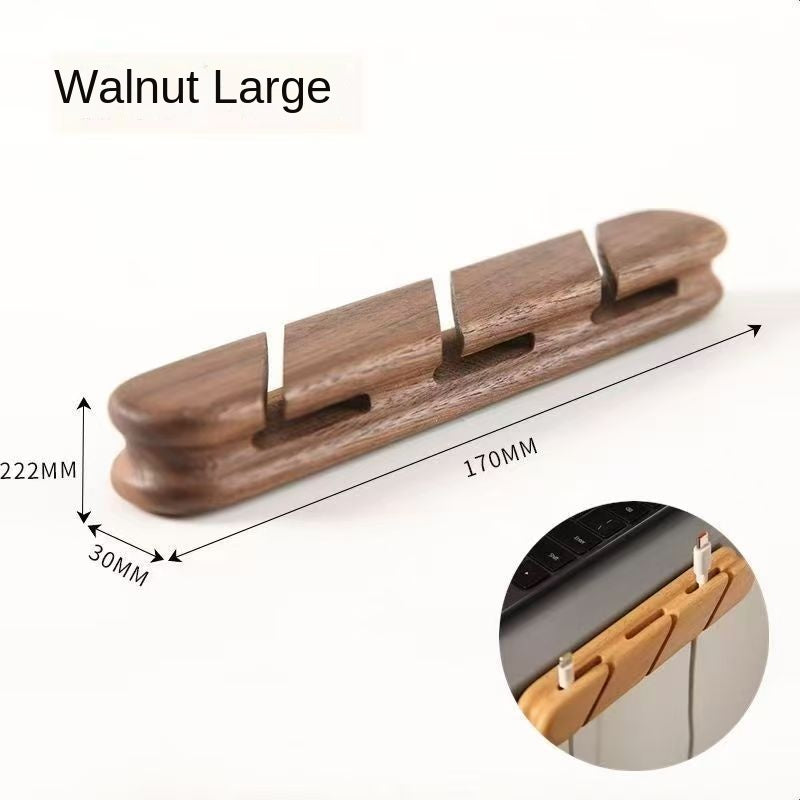 Solid wood charging cable holder