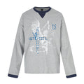 Distressed Printed Color-block Crewneck Long Sleeve T-Shirt