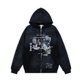 Hoodie cardigan loose printed jacket