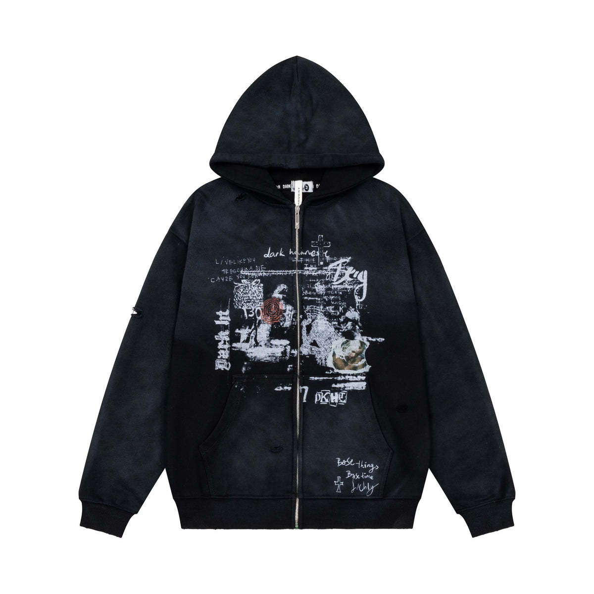 Hoodie cardigan loose printed jacket