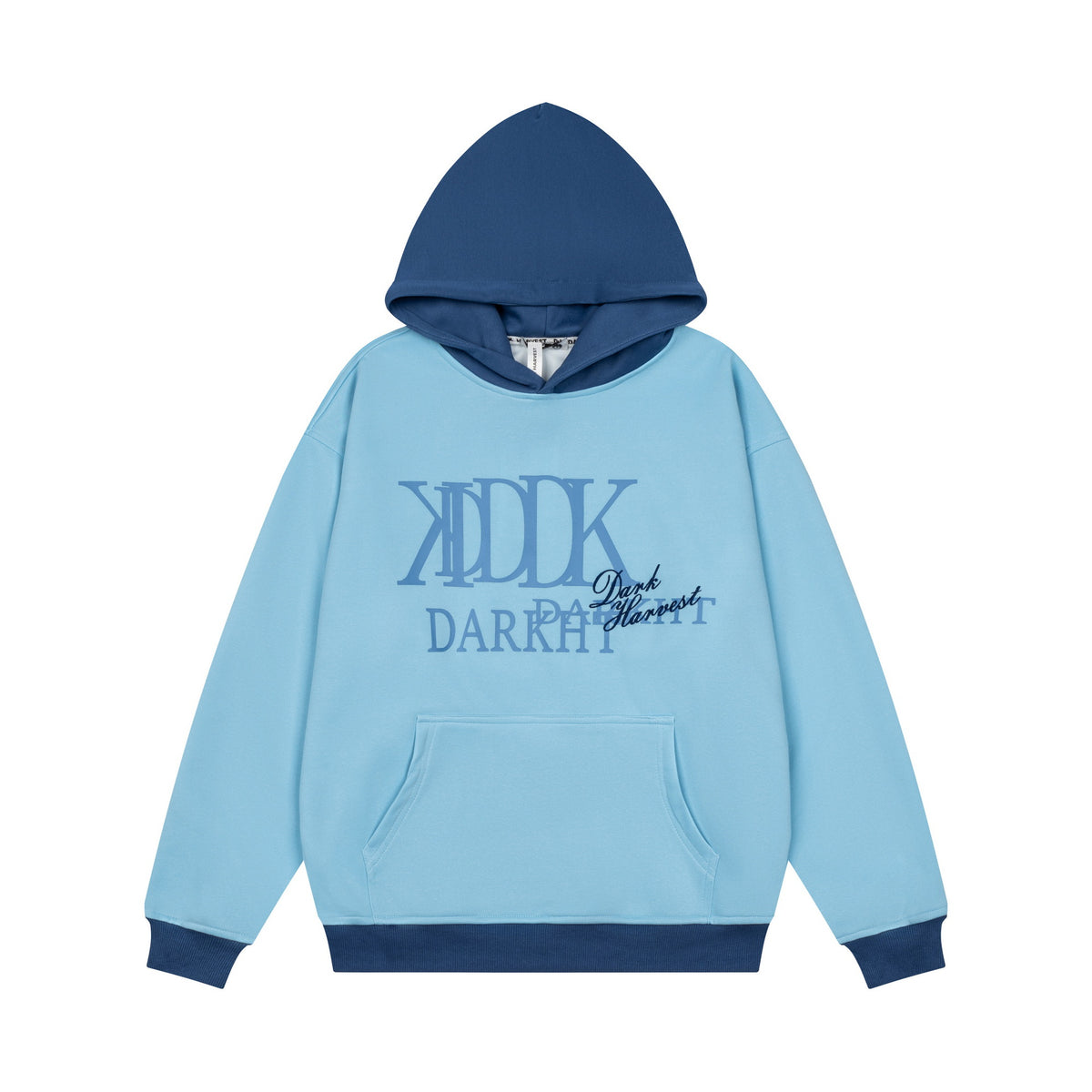 Color blocking spliced letter printed hooded sweatshirt