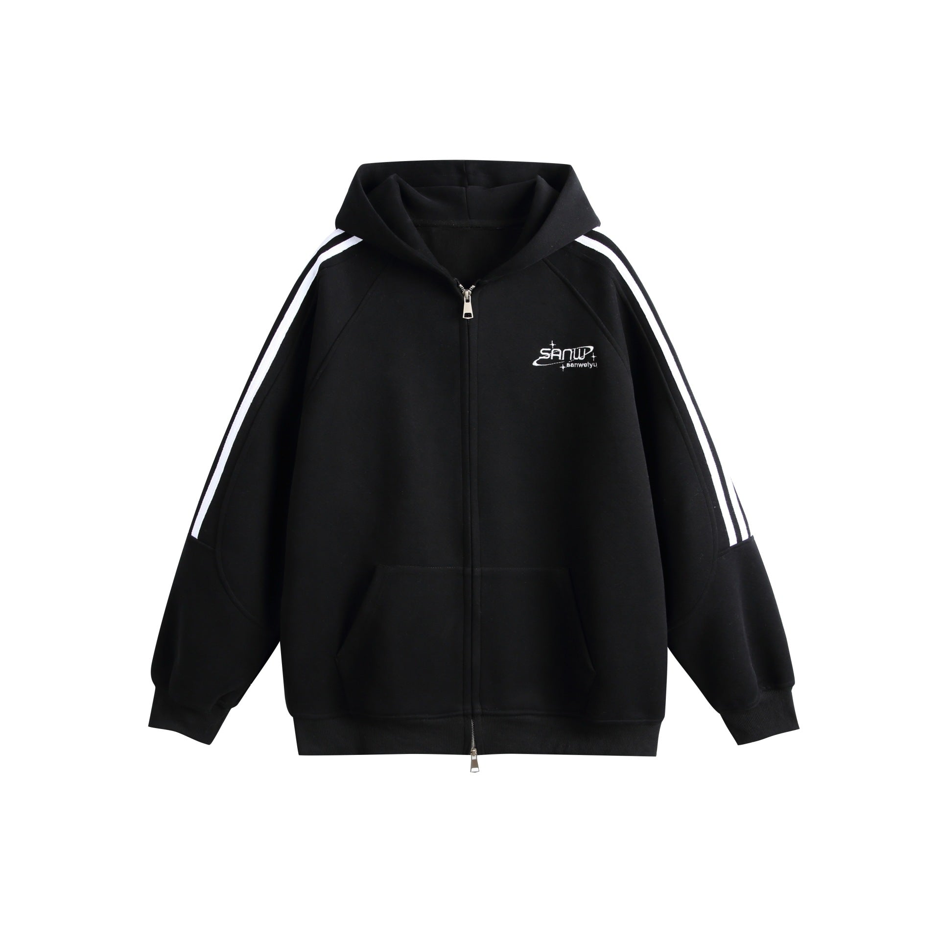 Letter Embroidery Three-Stripe Casual Sports Hoodie Men