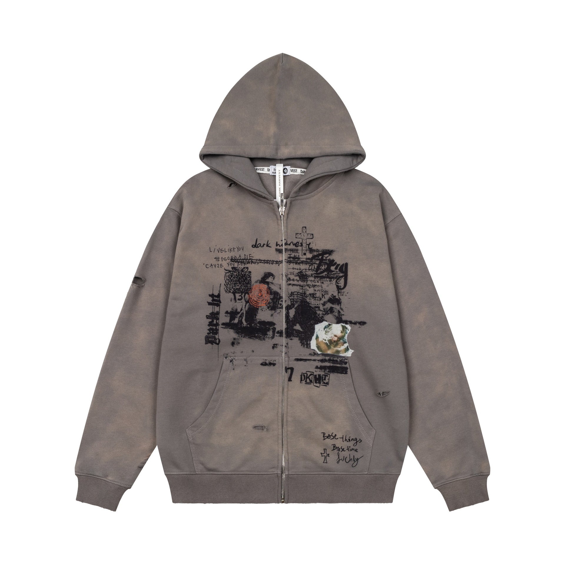Hoodie cardigan loose printed jacket
