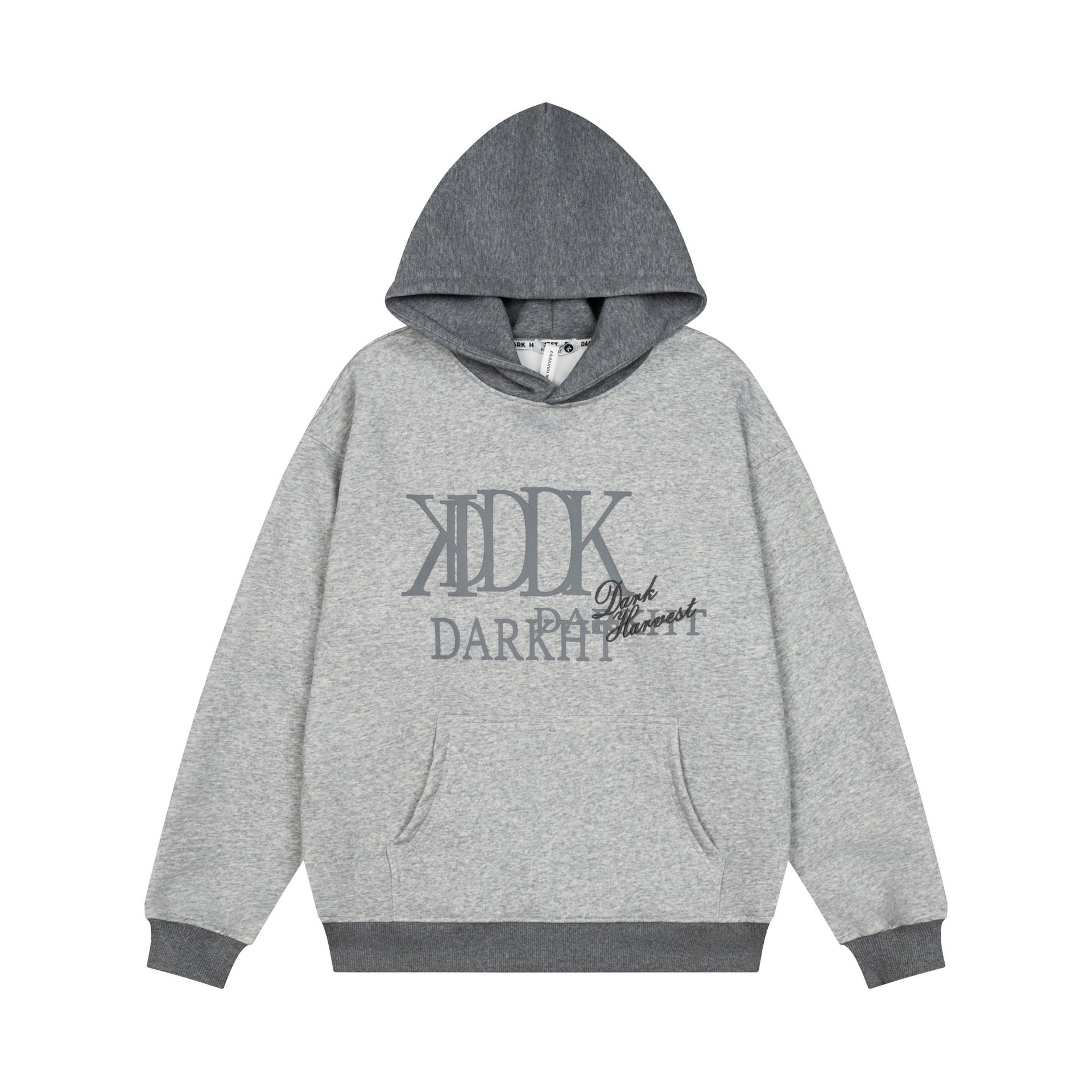 Color blocking spliced letter printed hooded sweatshirt