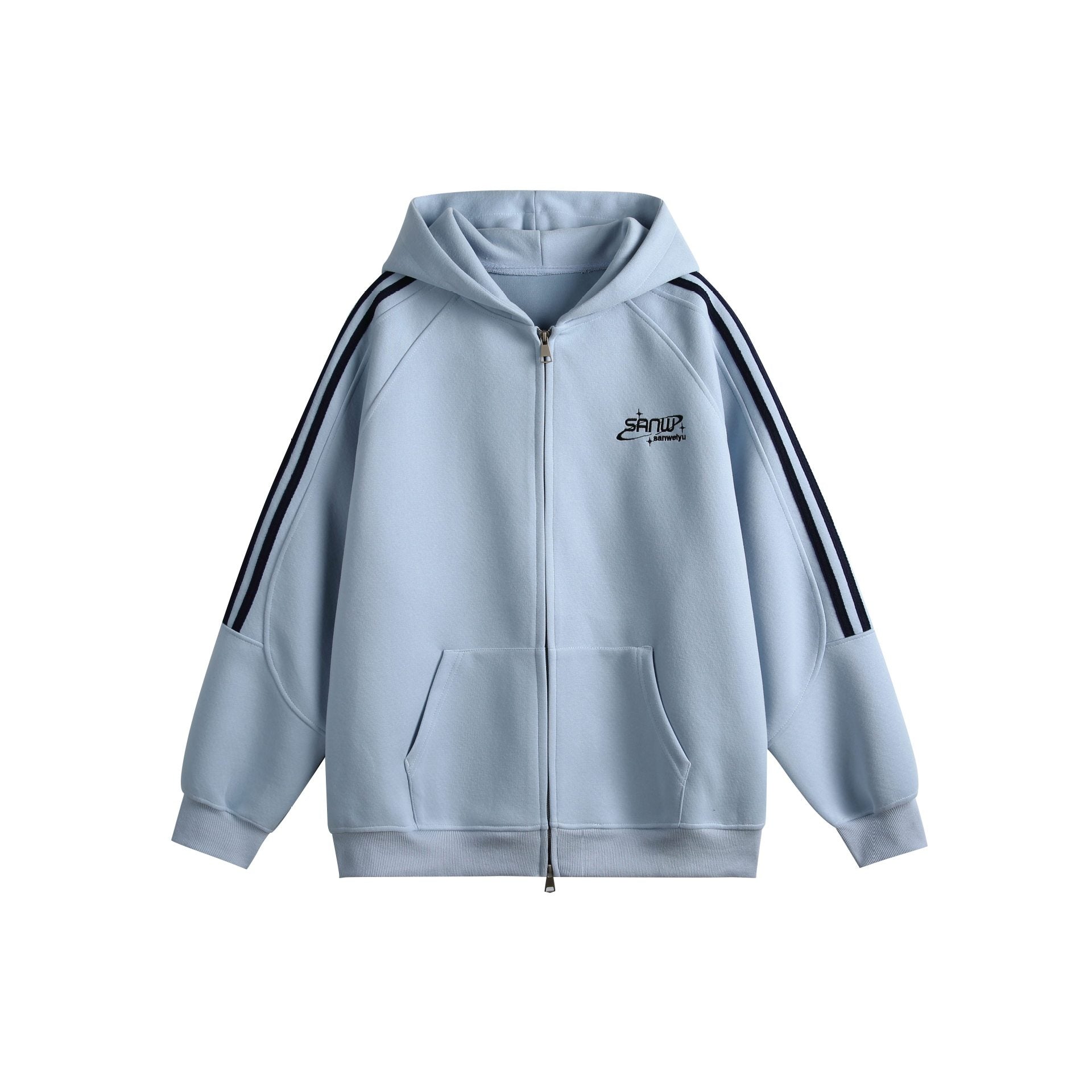 Letter Embroidery Three-Stripe Casual Sports Hoodie Men