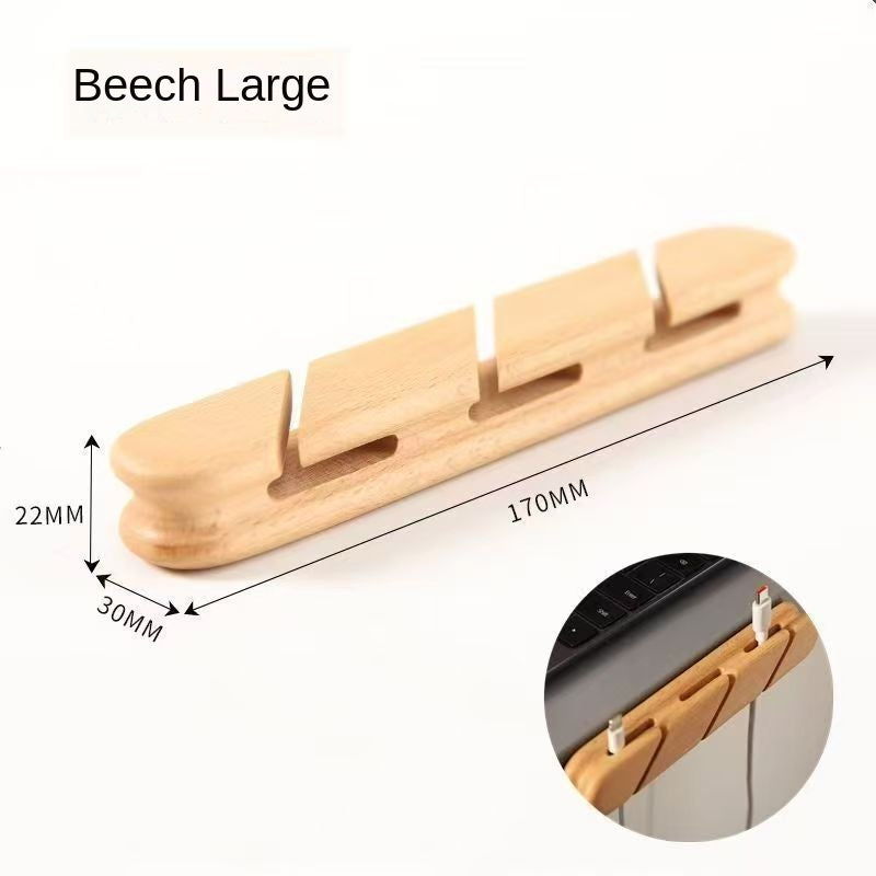 Solid wood charging cable holder