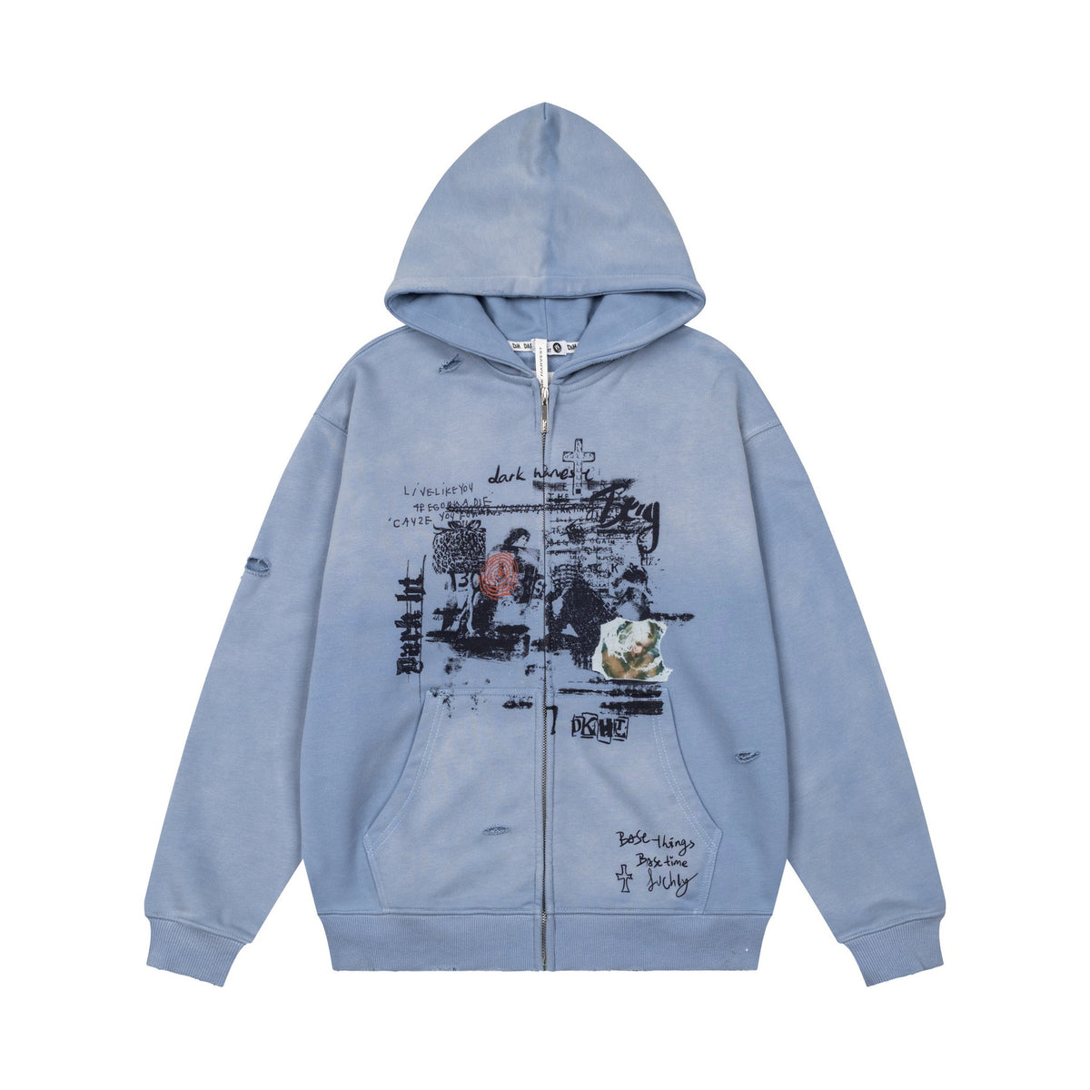 Hoodie cardigan loose printed jacket