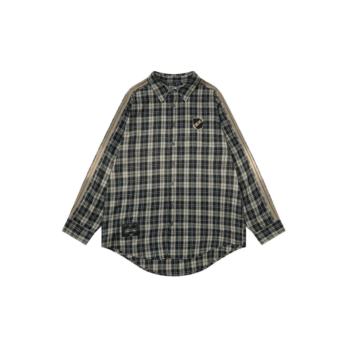 Badblood  Vintage Casual Loose Plaid Embroidered Slim-Fit Shirt Unisex Oversized Top Jacket