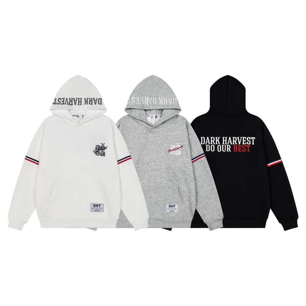 Double letter woven hooded sweatshirt