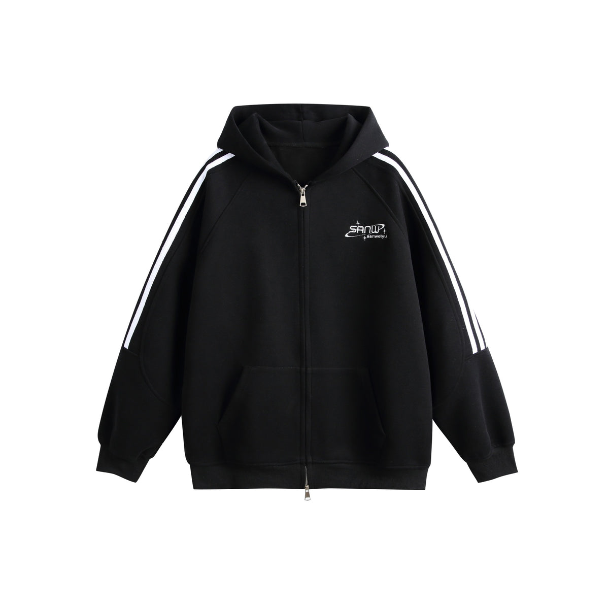 Letter Embroidery Three-Stripe Casual Sports Hoodie Men