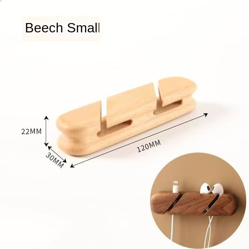 Solid wood charging cable holder