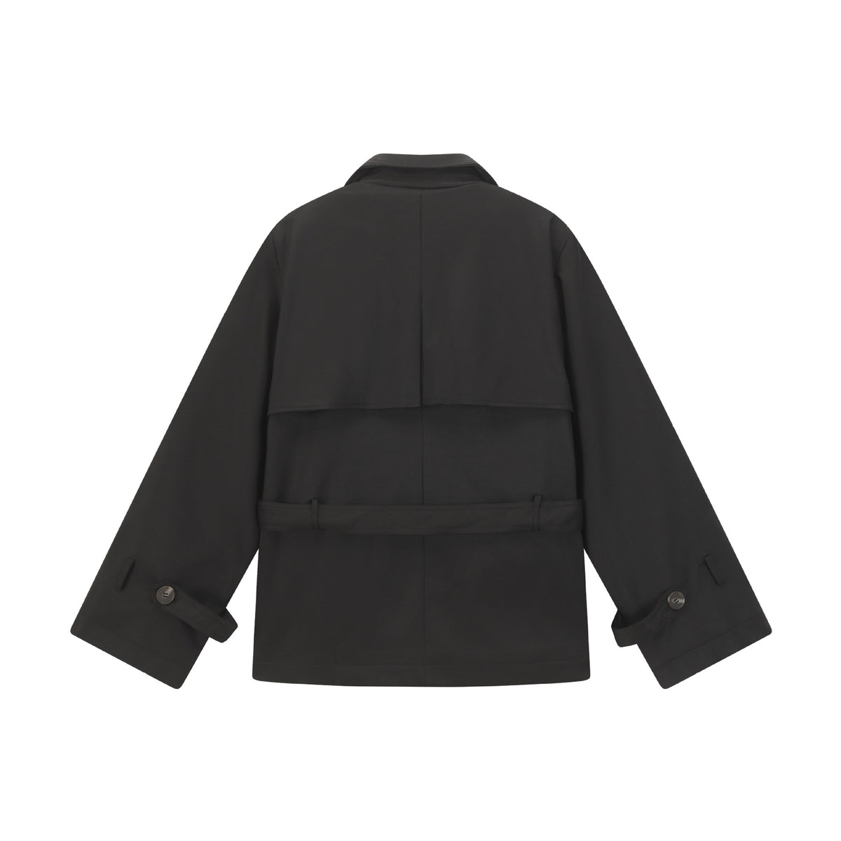 Double-breasted Short Trench Coat Men's Loose Casual Design Turn-down Collar Outerwear