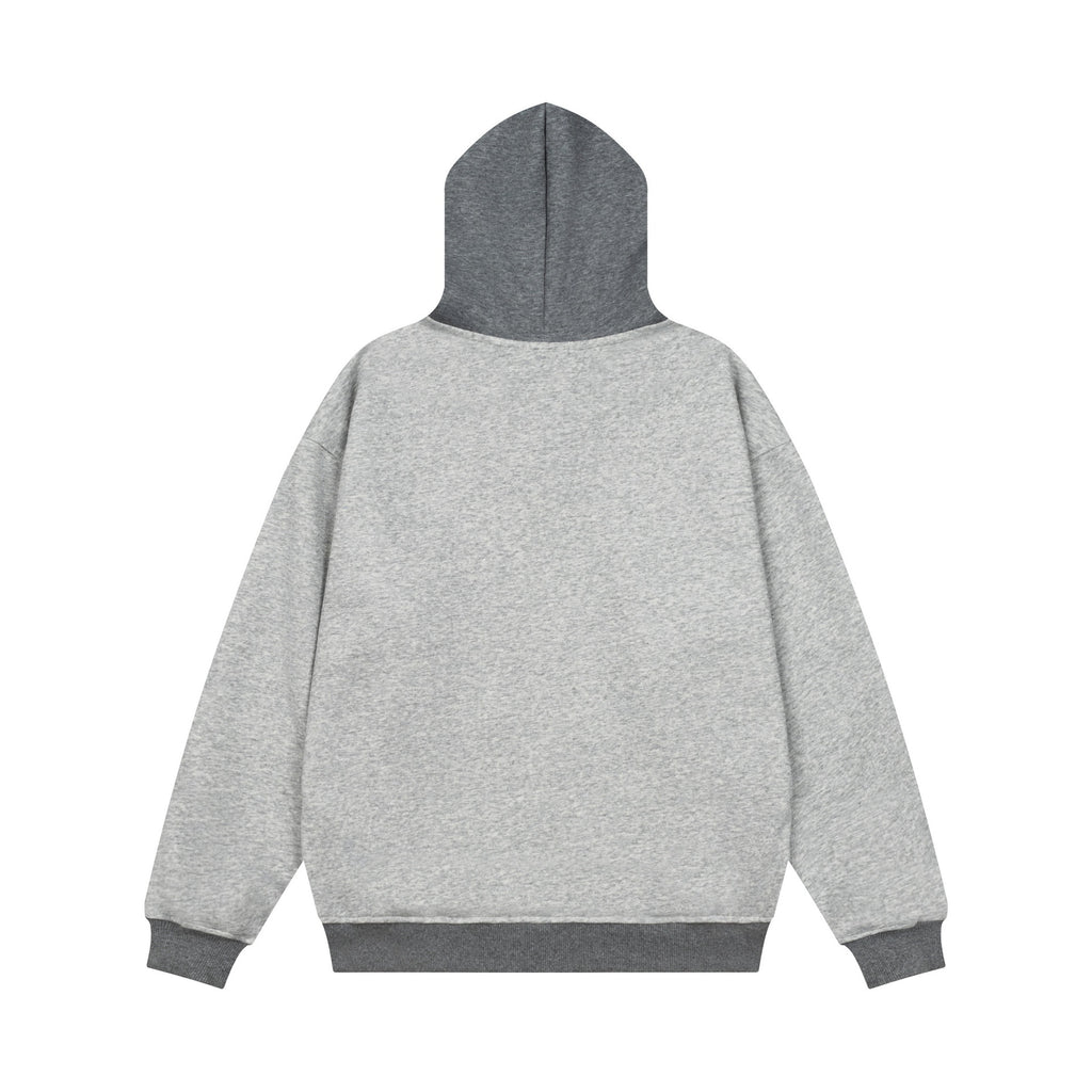 Color blocking spliced letter printed hooded sweatshirt