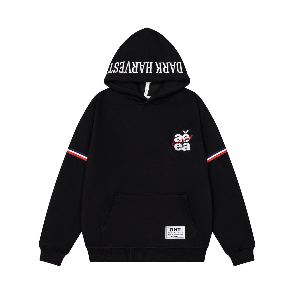 Double letter woven hooded sweatshirt