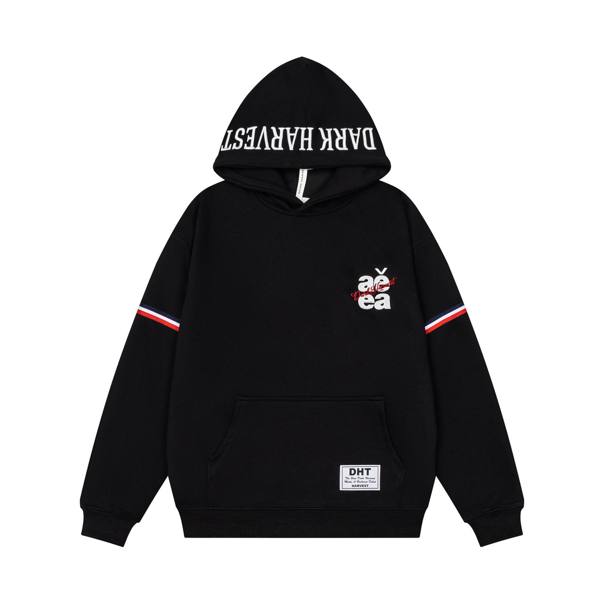 Double letter woven hooded sweatshirt